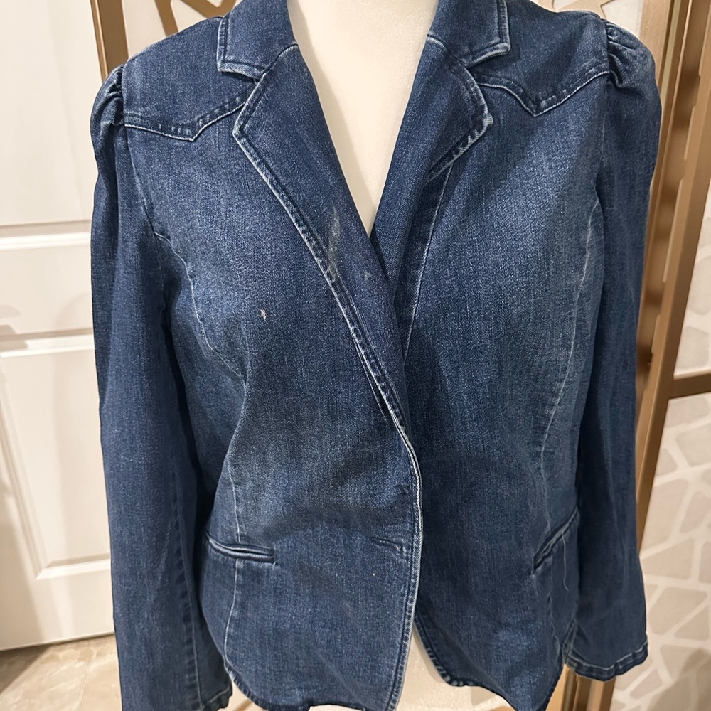 INC International Concepts Dark Blue Denim Blazer